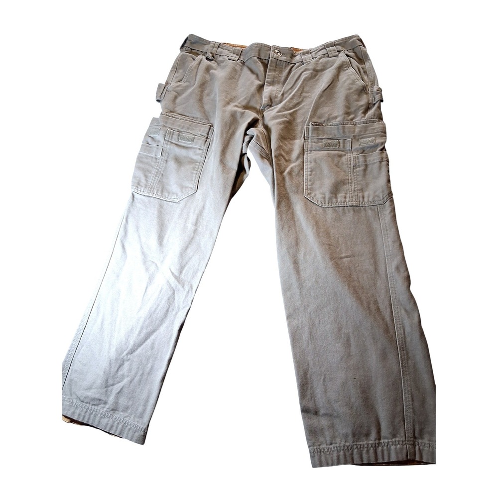 Duluth Trading Co Mens Fire Hose Cargo Work Pants Gray Relaxed Fit 42x32